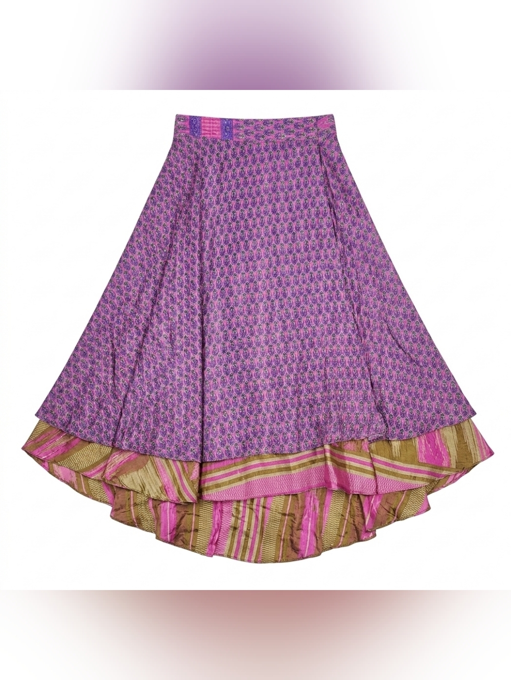 NEW Darn Good Yarn Sari Wrap Skirt Tea 0-12 Reversible Boho Floral Whimsygoth